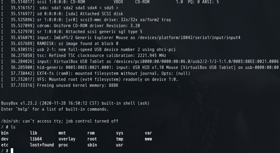 kernel log and rootfs struction